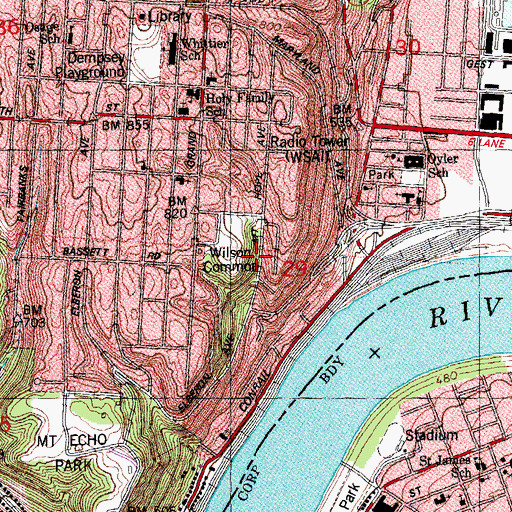 Topographic Map of Wilson Common, OH