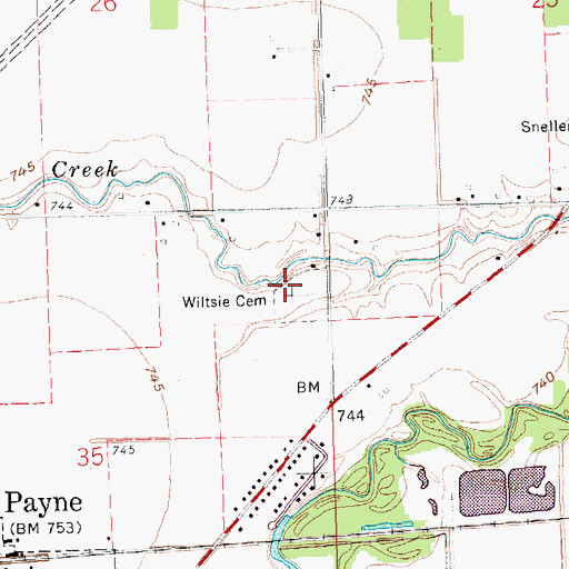 Topographic Map of Wiltsie Cemetery, OH