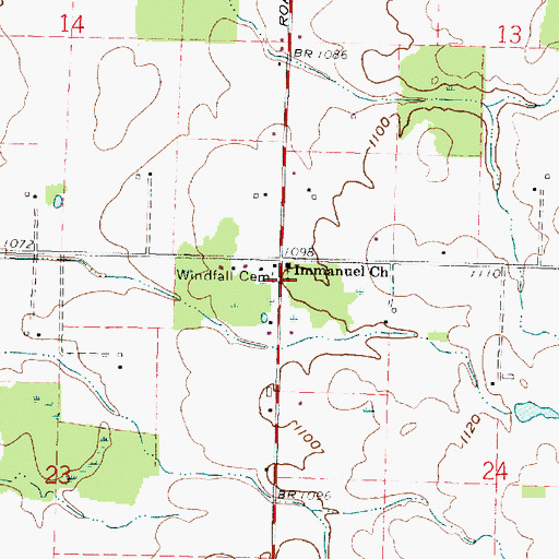 Topographic Map of Windfall Cemetery, OH