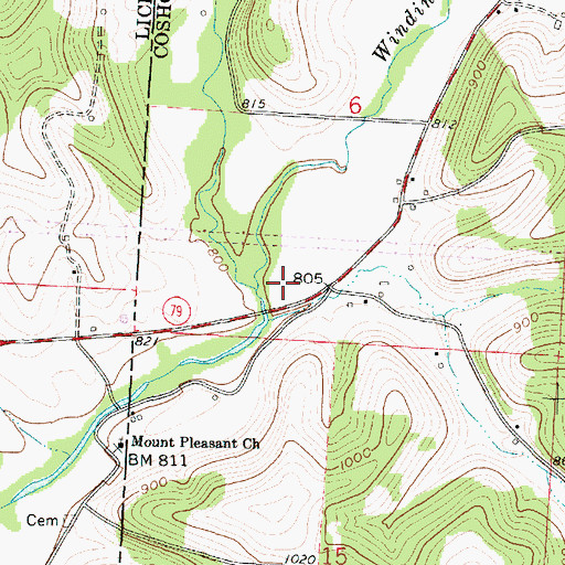 Topographic Map of Winding Fork, OH