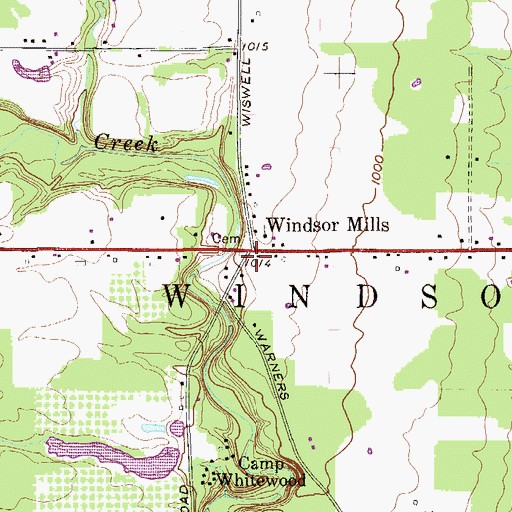 Topographic Map of Windsor Mills, OH