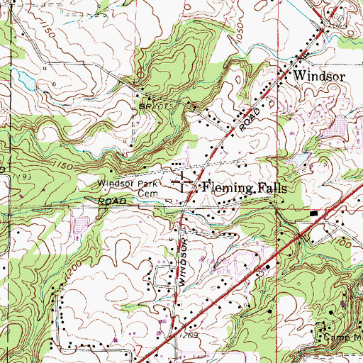 Topographic Map of Windsor Park Cemetery, OH