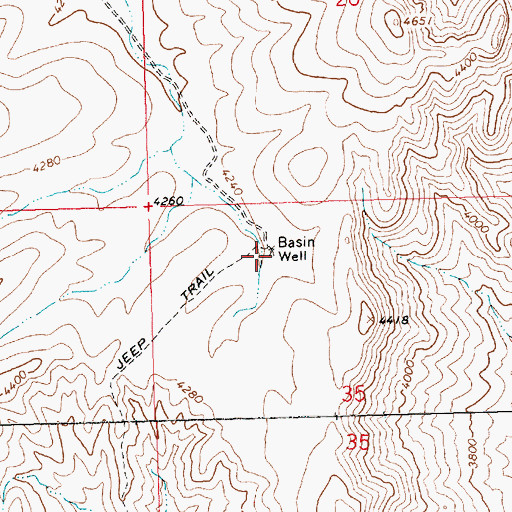 Topographic Map of Basin Well, AZ