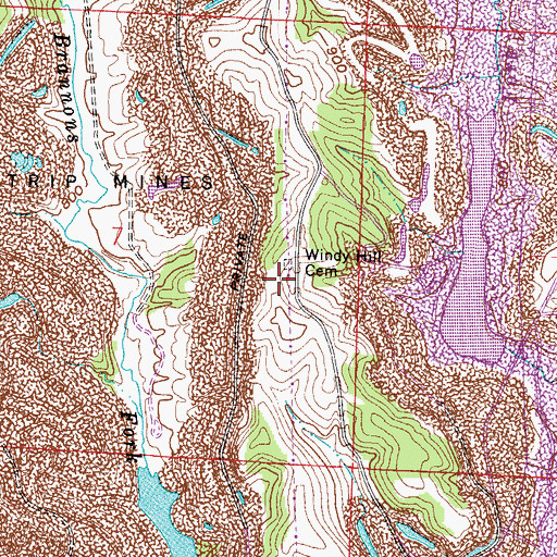 Topographic Map of Windy Hill Cemetery, OH