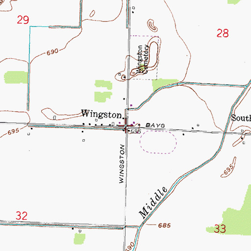 Topographic Map of Wingston, OH