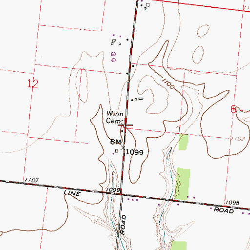 Topographic Map of Winn Cemetery, OH