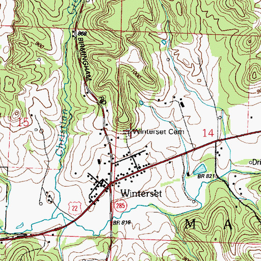 Topographic Map of Winterset Cemetery, OH