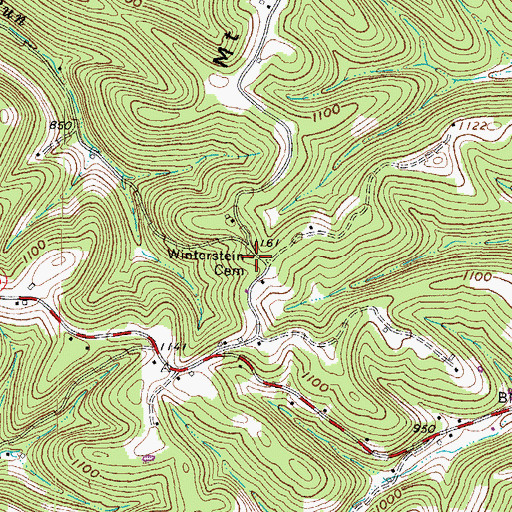 Topographic Map of Winterstein Cemetery, OH