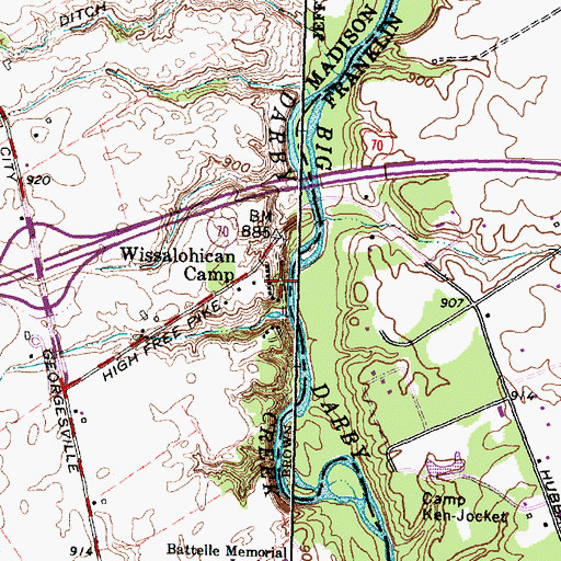 Topographic Map of Wissalohican Camp, OH