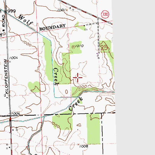 Topographic Map of Wolf Creek, OH