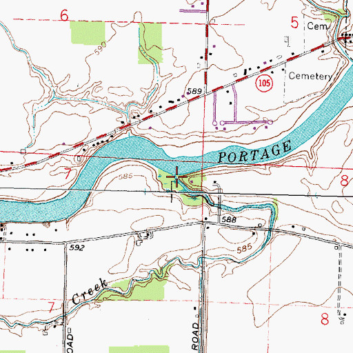 Topographic Map of Wolf Creek, OH