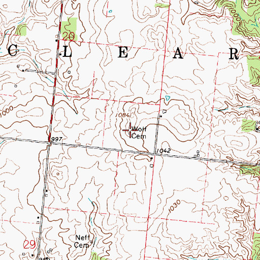 Topographic Map of Wolf Cemetery, OH