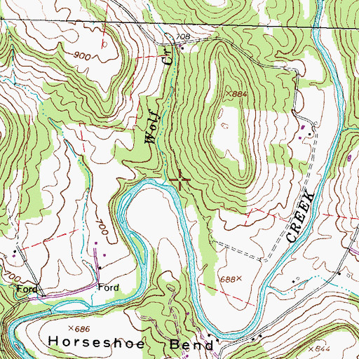 Topographic Map of Wolf Creek, OH