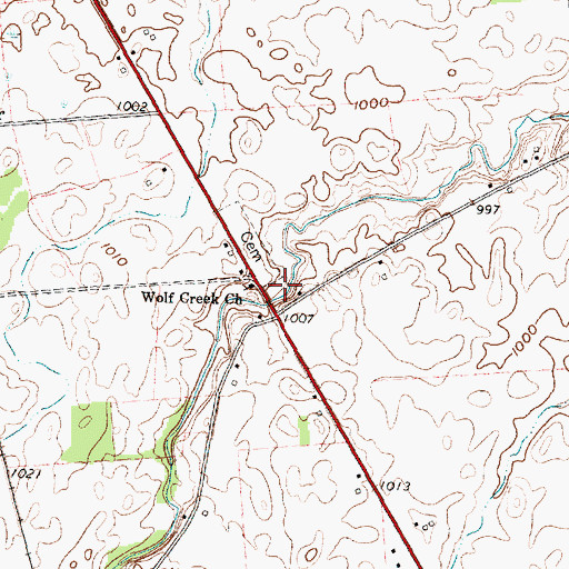 Topographic Map of Wolf Creek Church, OH