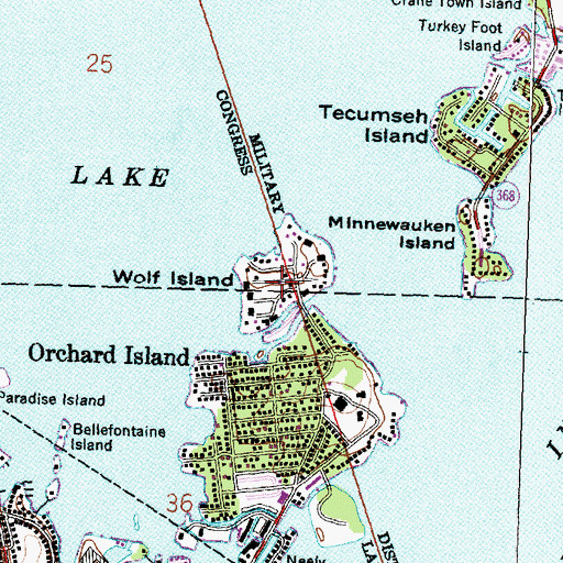 Topographic Map of Wolf Island, OH