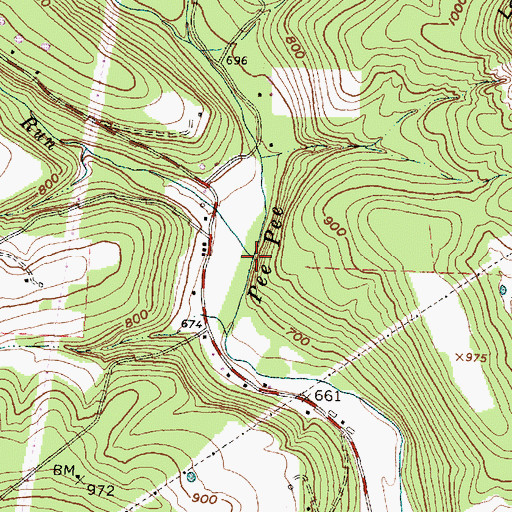 Topographic Map of Wolf Run, OH