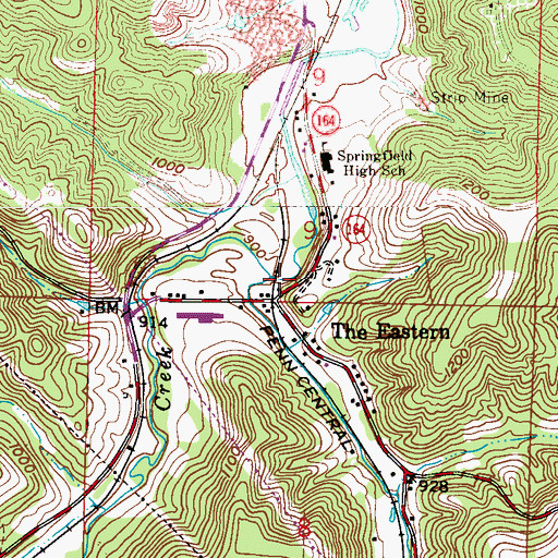 Topographic Map of Wolf Run, OH