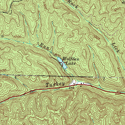Topographic Map of Wolfden Lake, OH