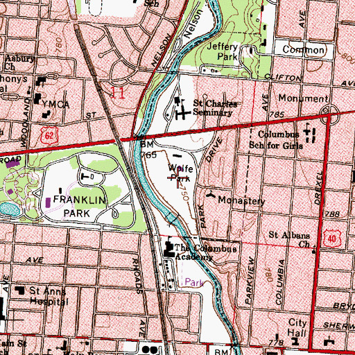 Topographic Map of Wolfe Park, OH