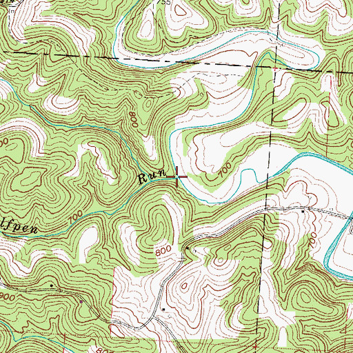 Topographic Map of Wolfpen Run, OH