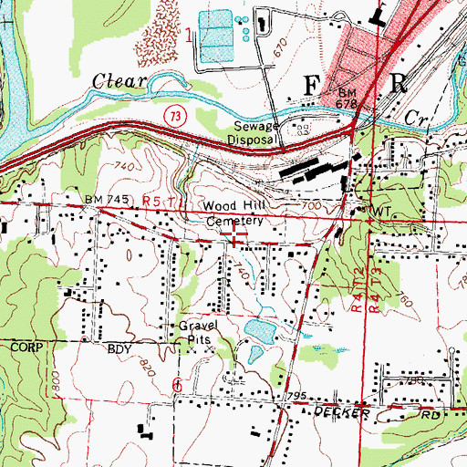 Topographic Map of Wood Hill Cemetery, OH