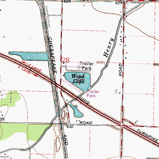 Topographic Map of Wood Lake, OH