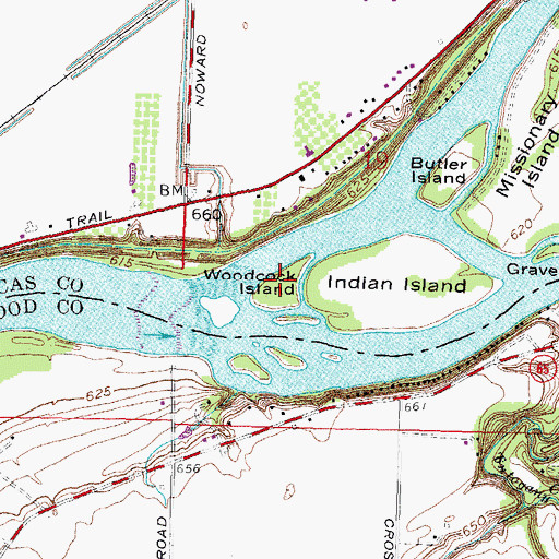 Topographic Map of Woodcock Island, OH