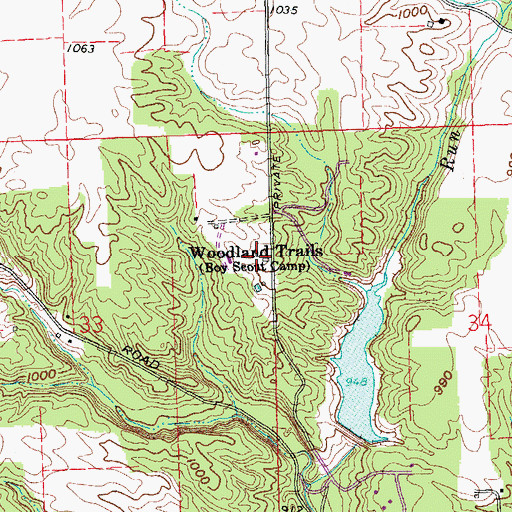 Topographic Map of Woodland Trails, OH