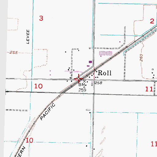 Topographic Map of Roll, AZ