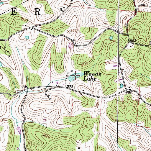 Topographic Map of Woods Lake, OH