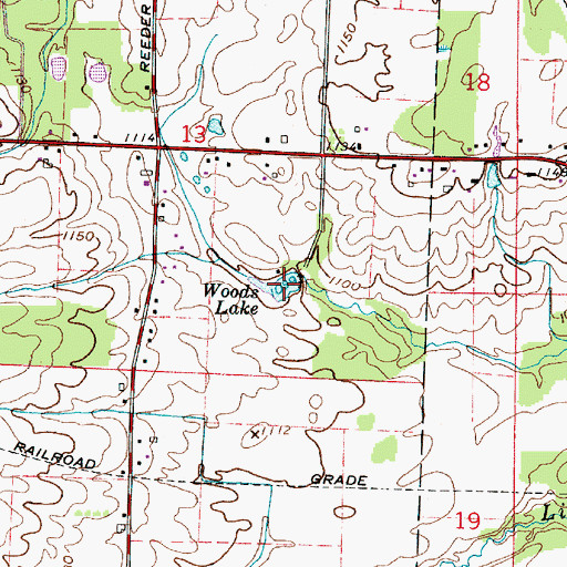 Topographic Map of Woods Lake, OH