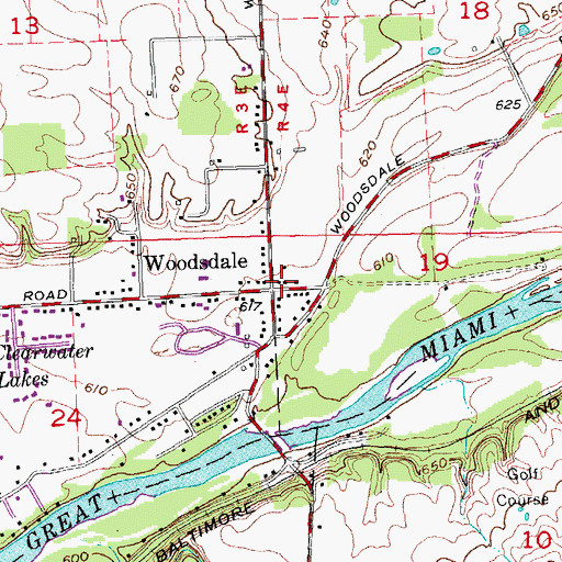 Topographic Map of Woodsdale, OH