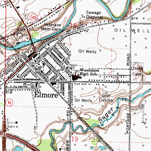 Topographic Map of Woodmore High School, OH