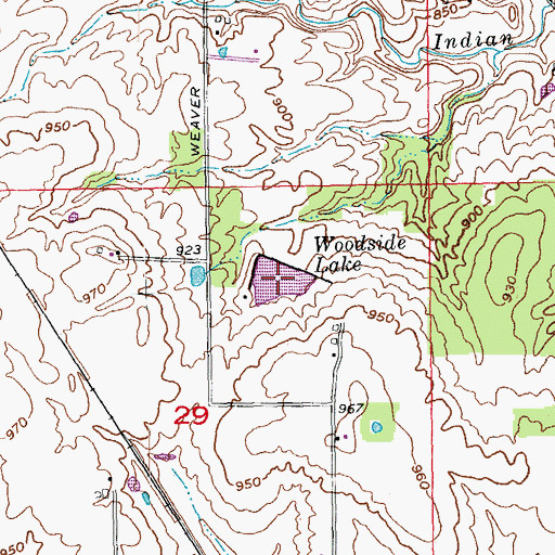 Topographic Map of Woodside Lake, OH