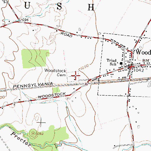 Topographic Map of Woodstock Cemetery, OH