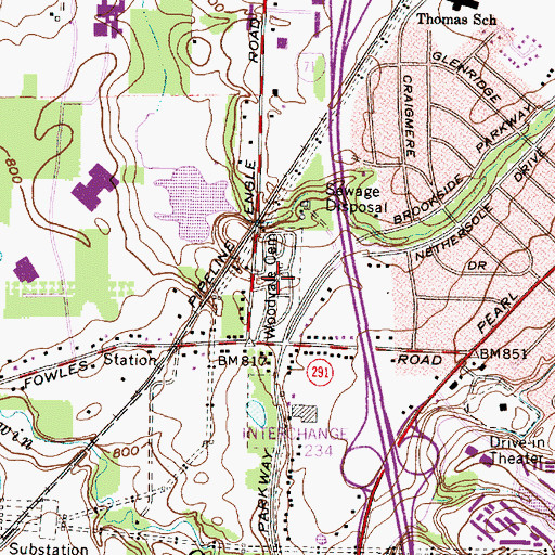 Topographic Map of Woodvale Cemetery, OH