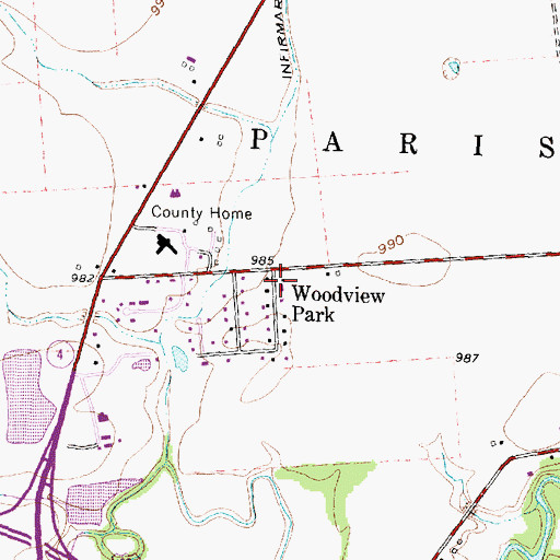 Topographic Map of Woodview Park, OH