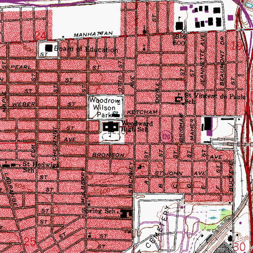 Topographic Map of Woodward High School, OH