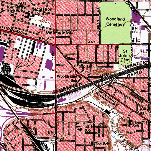 Topographic Map of Wooldridge School, OH