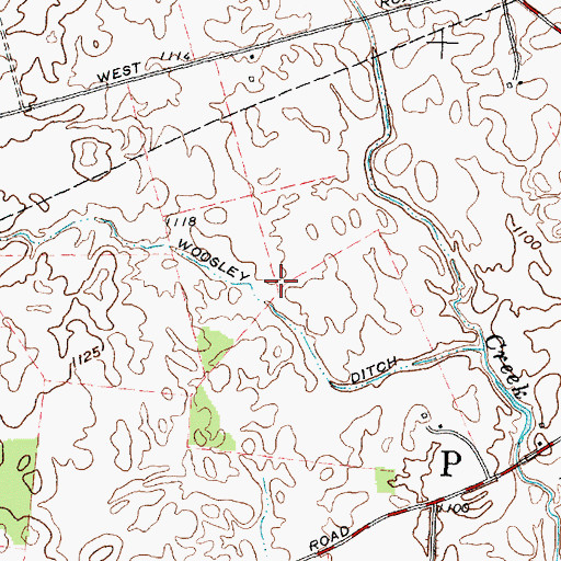Topographic Map of Woosley Ditch, OH