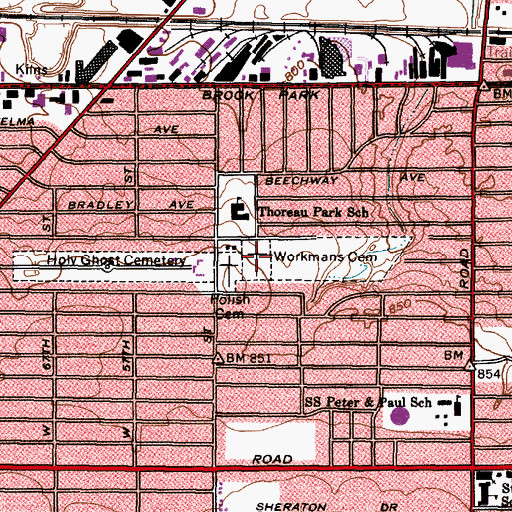 Topographic Map of Workmans Cemetery, OH