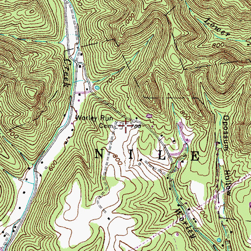 Topographic Map of Worley Run Cemetery, OH