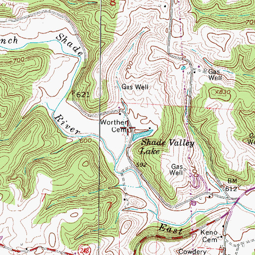 Topographic Map of Worthen Cemetery, OH