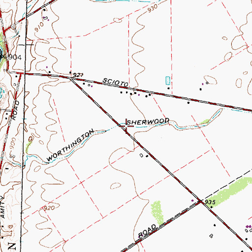 Topographic Map of Worthington Sherwood Ditch, OH