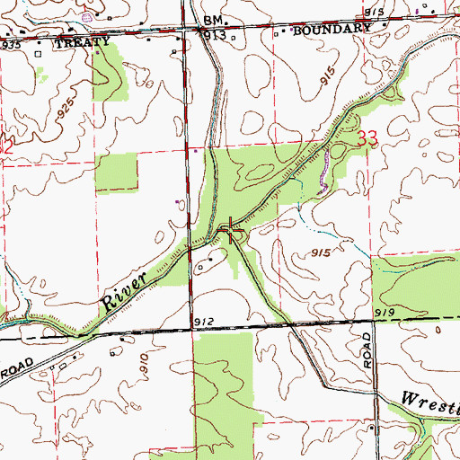 Topographic Map of Wrestle Creek, OH