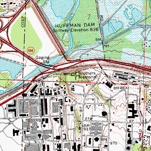Topographic Map of Wright Brothers Memorial, OH