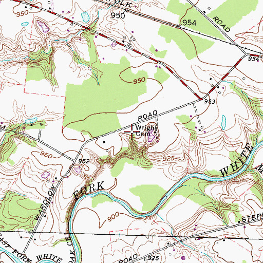Topographic Map of Wright Cemetery, OH