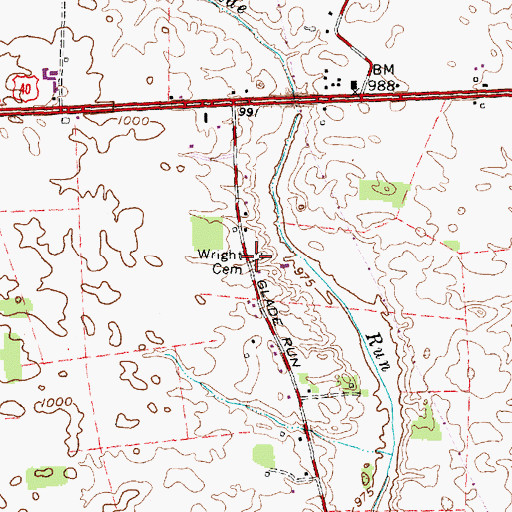 Topographic Map of Wright Cemetery, OH
