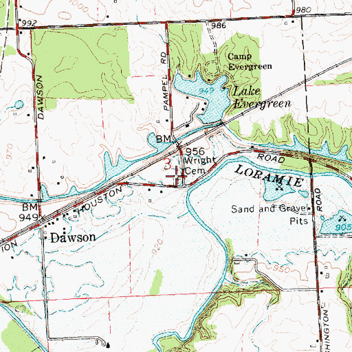 Topographic Map of Wright Cemetery, OH