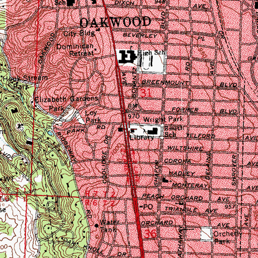 Topographic Map of Wright Park, OH